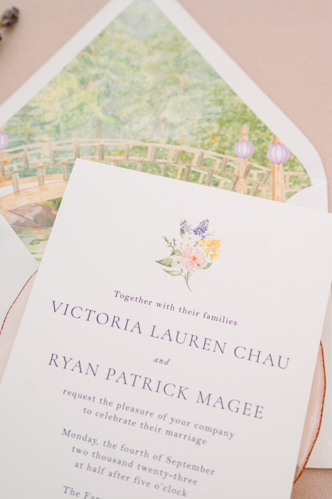 Victoria and Ryan Wedding Invitation, The Farm at Old Edwards, Highlands, NC