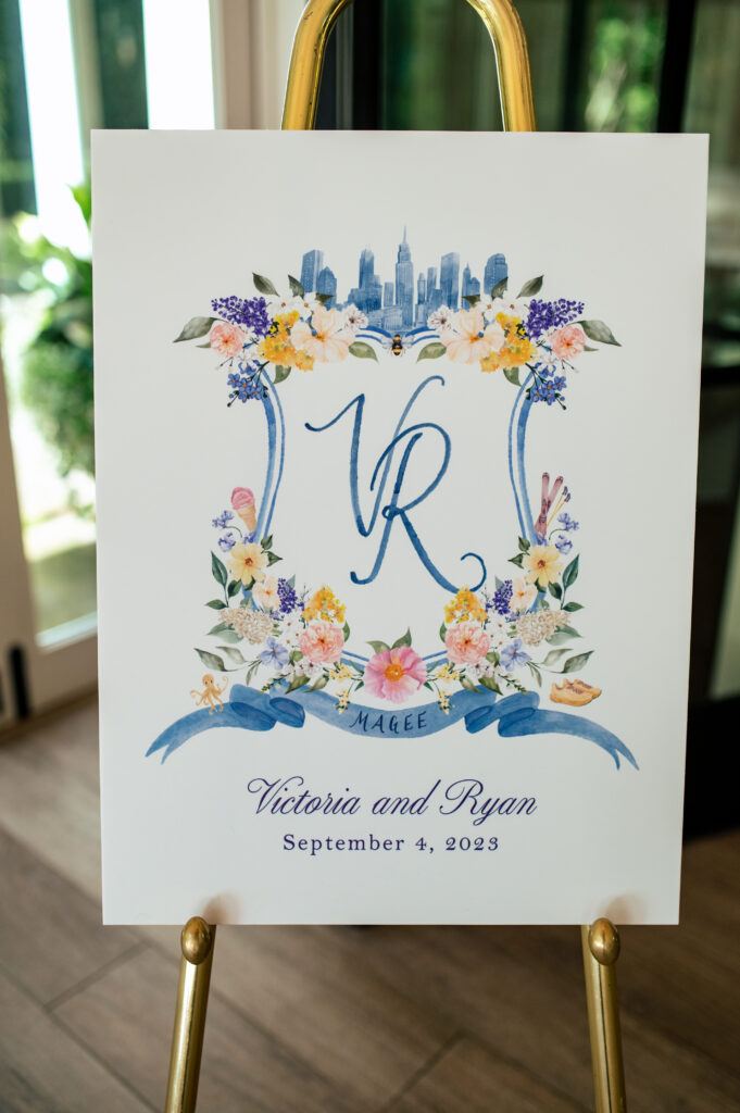 Highlands, NC wedding welcome sign, wedding crest welcome sign, watercolor crest