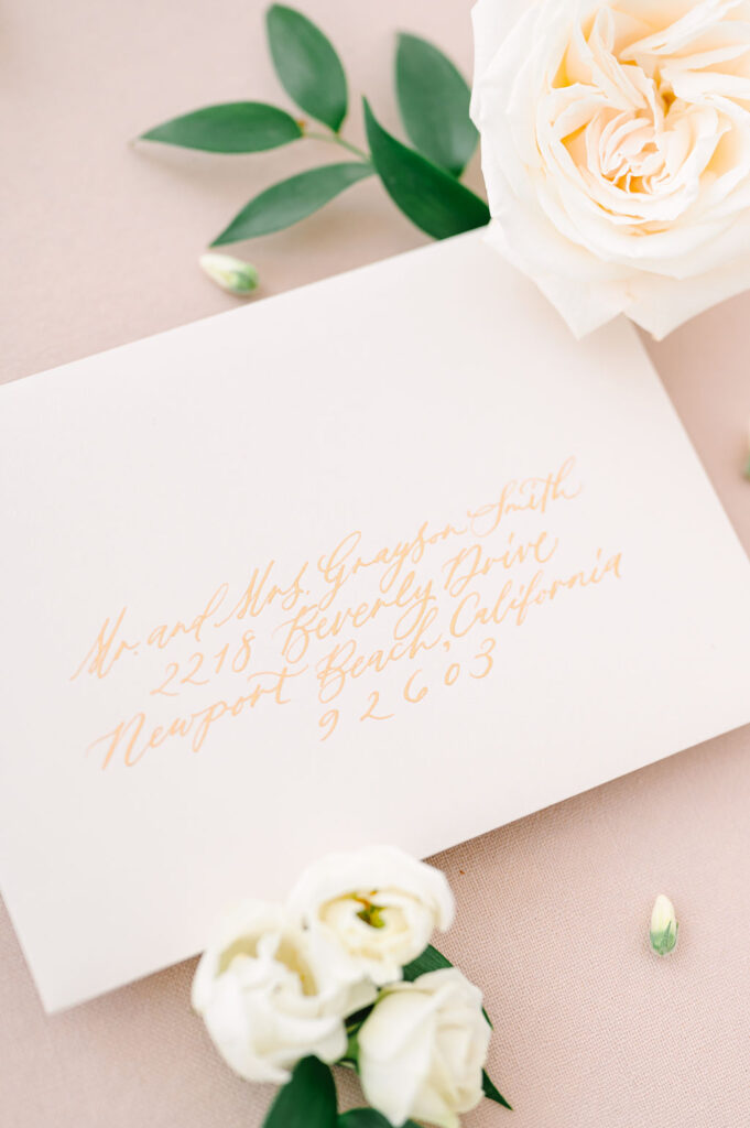 gold foil wedding calligraphy