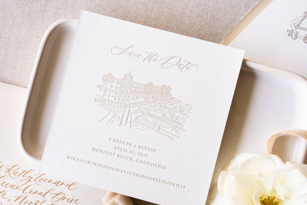 elegant wedding stationery embossed save the date